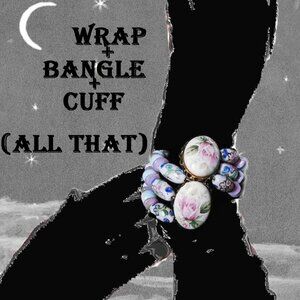 50s Vintage STYLE Retro Wrap Bracelet Pink Rose Beaded Bangle + Trinket Box!